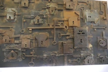 Sculpture made with old locks and keys at out hotel