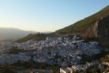 View over town as the sun is setting
