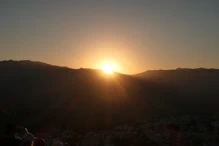 Sun set over mountains