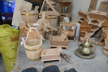 Wooden toys and buckets