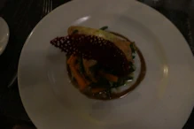 Nice dinner in a very atmospheric restaurant grilled salmon with veges and hollandaise