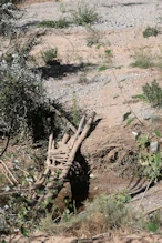 Rustic bridge over river