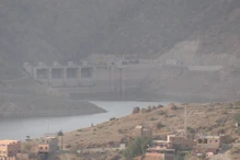 The spillway of dam showing the low water level