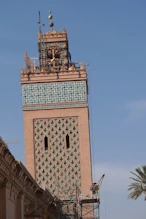 The tower of the Kasbah Mosque being repaired