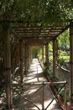Trellis with hanging flowers