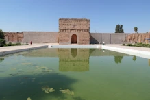 The main pavillion refllected in main pool
