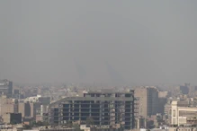 View of pyramids through the mist