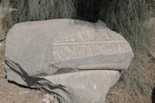 Carved rock near entrance