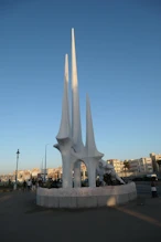 A modern sculpture on the foreshore