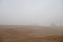The great and second pyramids in the mist