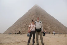 The second or Khafre (Chephren) Pyramid + Nick + Robyn