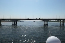 Passing under the bridge just north of Luxor