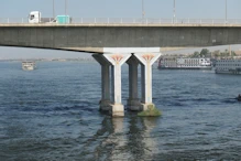 Passing under the bridge just north of Luxor
