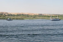 Pretend sailing boat dragged by tug