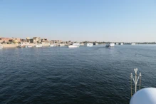 Boats converging on Kom Ombo