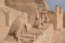 The main temple exterior Horus statues