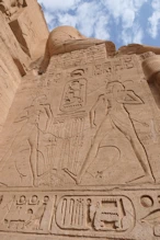 The main temple exterior Nile goddesses uniting the two kingdoms