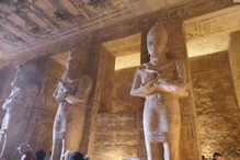 The main temple interior main hall pillars and statues carved out of rock