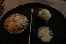 Apple crumble at dinner