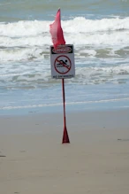 The beach is closed and the enclosure wrecked