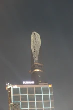 Plume like lighting on tall building