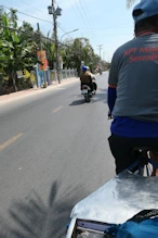 Riding in  the bike trailer