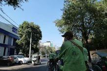 Riding through the town