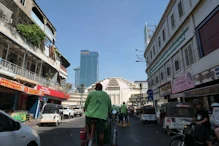 Riding past the central markets c1930