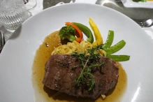 Final dinner on boat sirloin steak