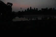 Developing sunrise over main temple