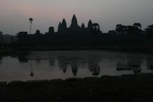 Developing sunrise over main temple