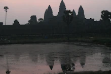 Developing sunrise over main temple