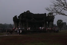 Developing sunrise over main temple