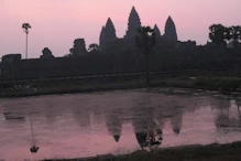 Developing sunrise over main temple
