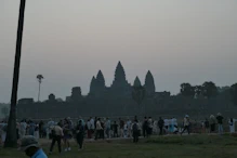 Developing sunrise over main temple