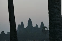 Developing sunrise over main temple