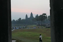 Developing sunrise over main temple