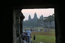 Developing sunrise over main temple