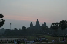 Developing sunrise over main temple