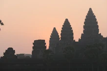 Developing sunrise over main temple