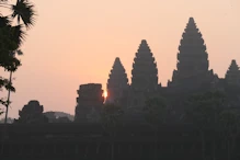 Developing sunrise over main temple