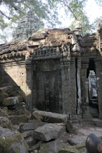 Collapsed structure near tower
