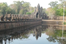 Main entrance bridge to temple compound nice reflection