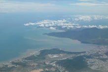 View over airport and city