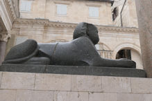 Sphinx in front of mausoleum
