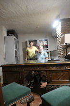 Robyn and Nick behind a very old desk c1650
