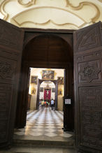 Carved doors and passage to where the vestments were