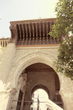 Moorish elements to entrance to courtyard