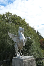Pegasus at bottom of stairway