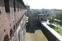 View over moat + main fortified gate